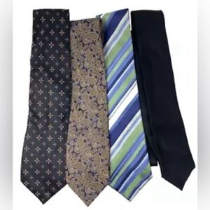 4 Men 100% Silk Neck Ties: Nicole Miller, Geoffrey Beene, & Saxony Collection